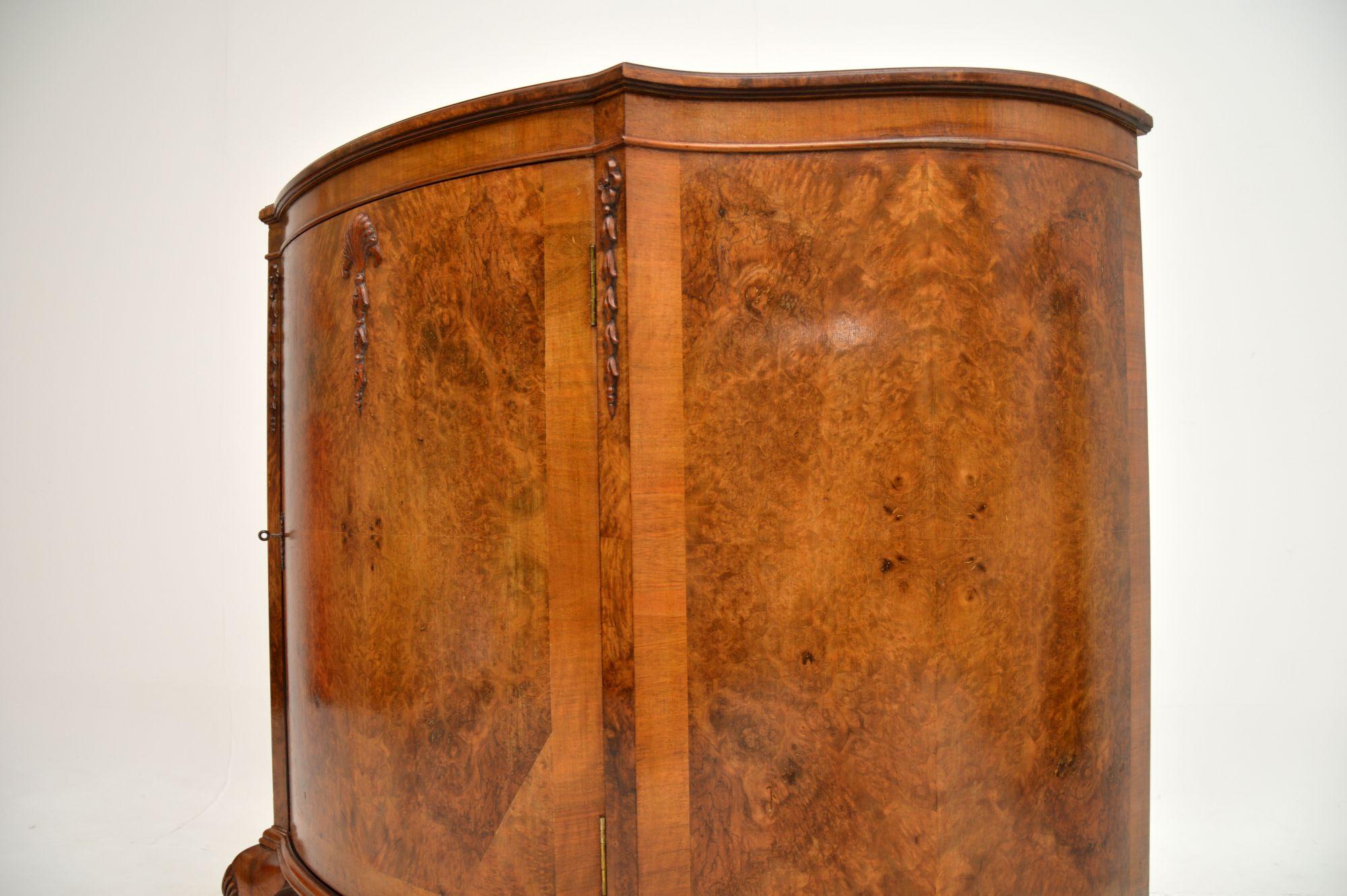 Antique Burr Walnut Queen Anne Style Cabinet For Sale 5