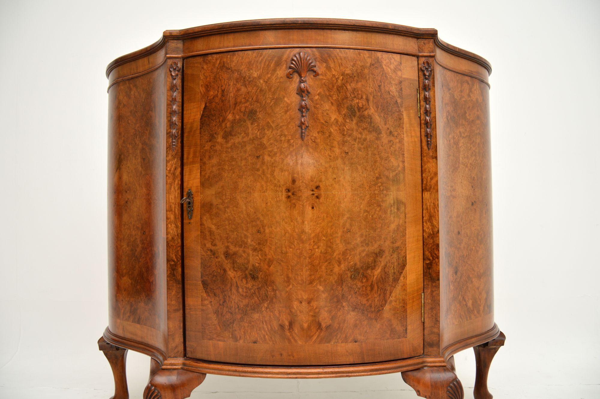 Antique Burr Walnut Queen Anne Style Cabinet For Sale 3