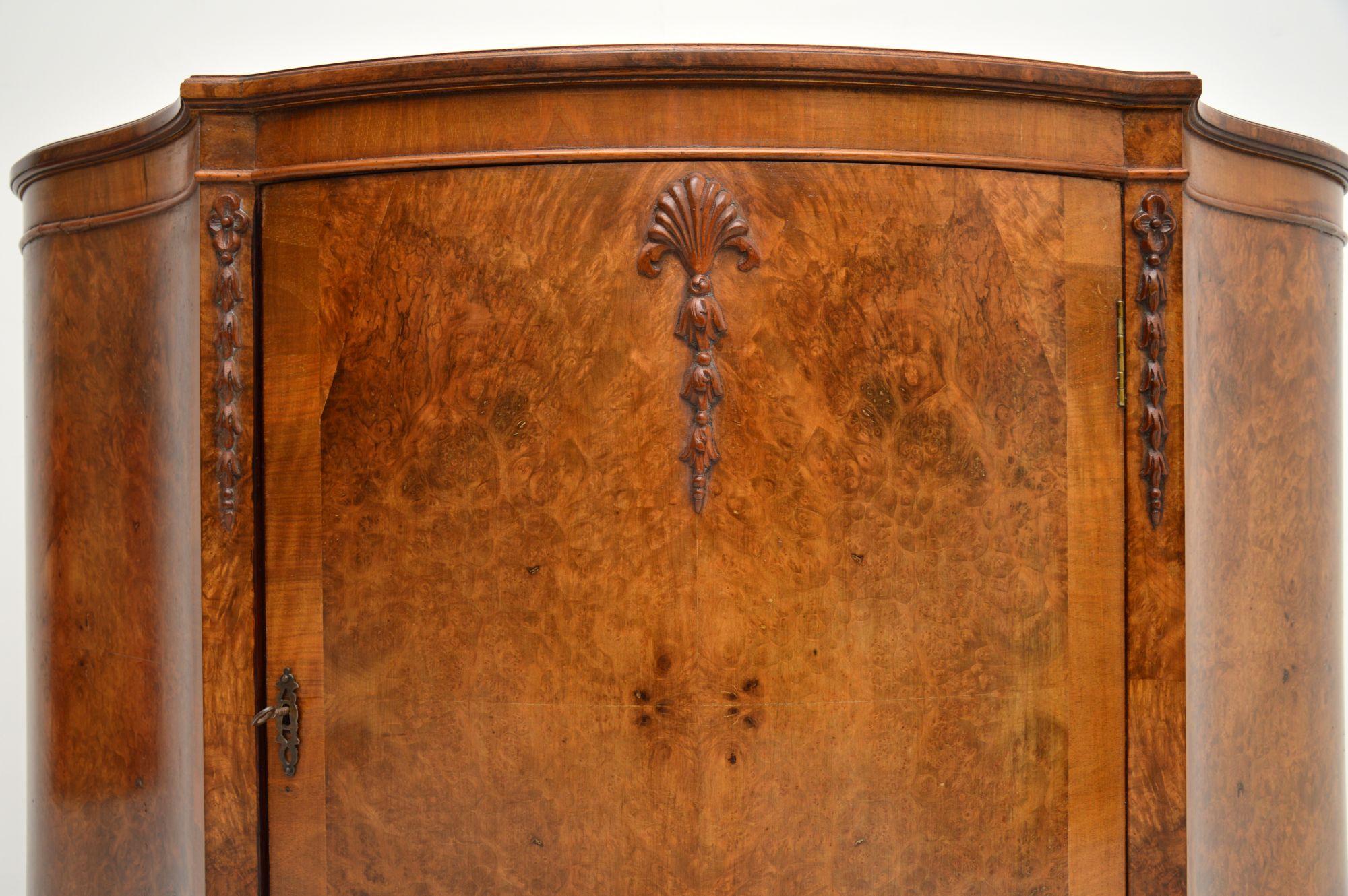 Antique Burr Walnut Queen Anne Style Cabinet For Sale 4