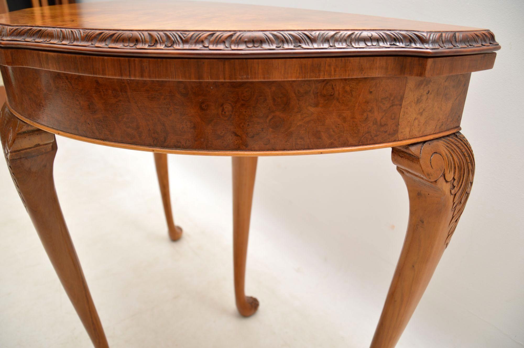 Antique Burr Walnut Queen Anne Style Card Table 4