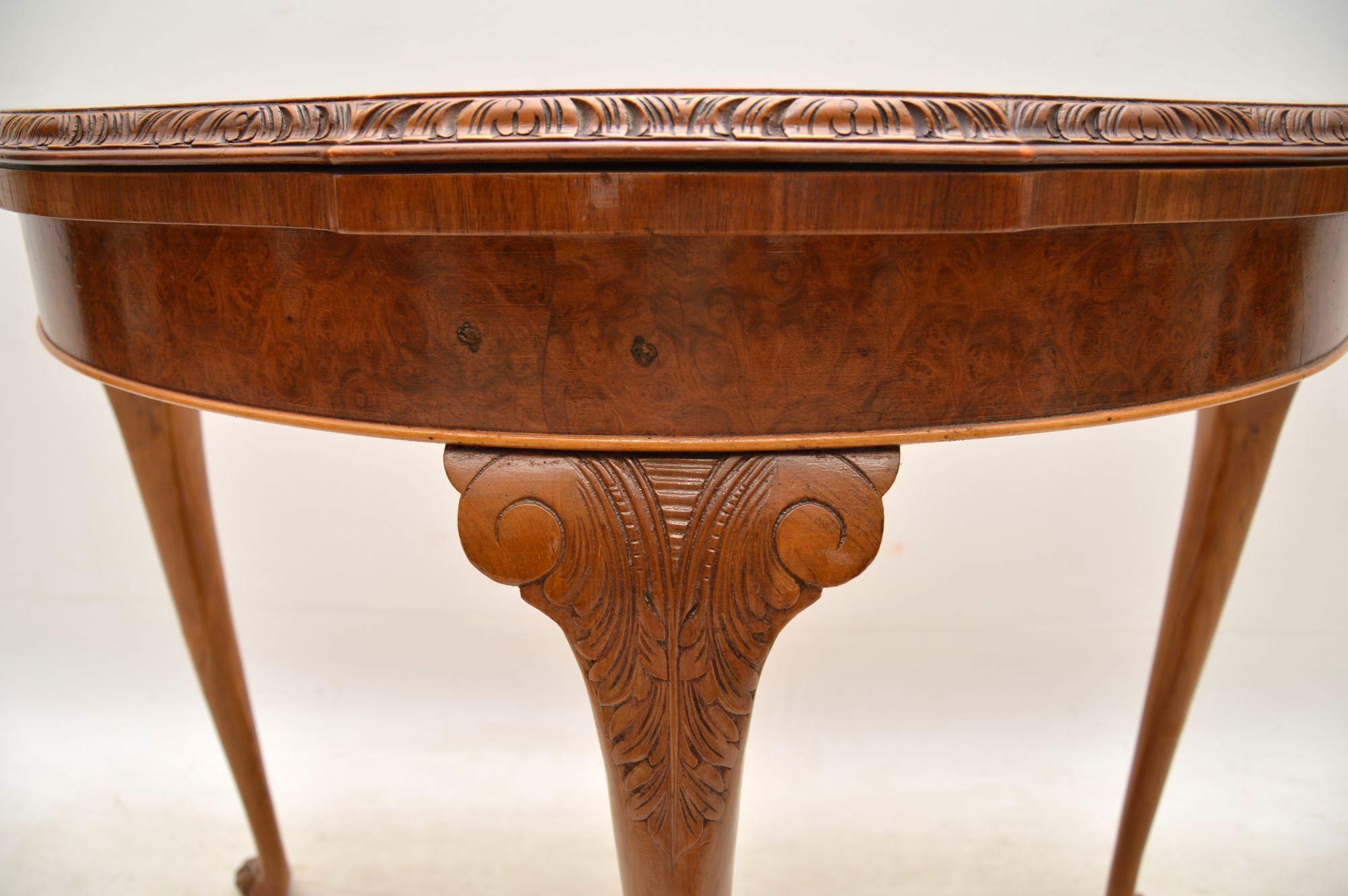 Antique Burr Walnut Queen Anne Style Card Table 5