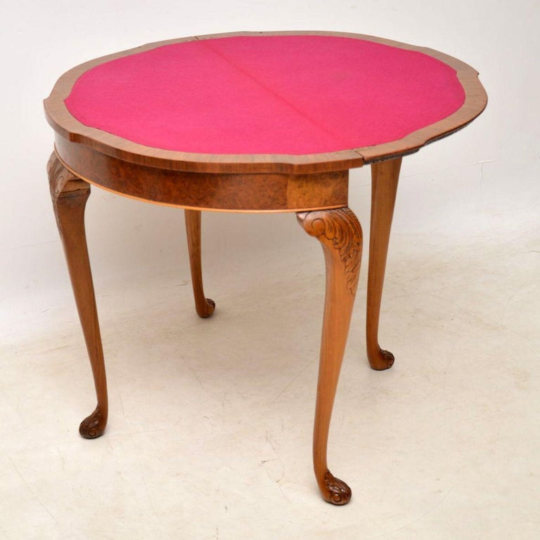 Antique Burr Walnut Queen Anne Style Card Table For Sale at 1stDibs queen anne card table