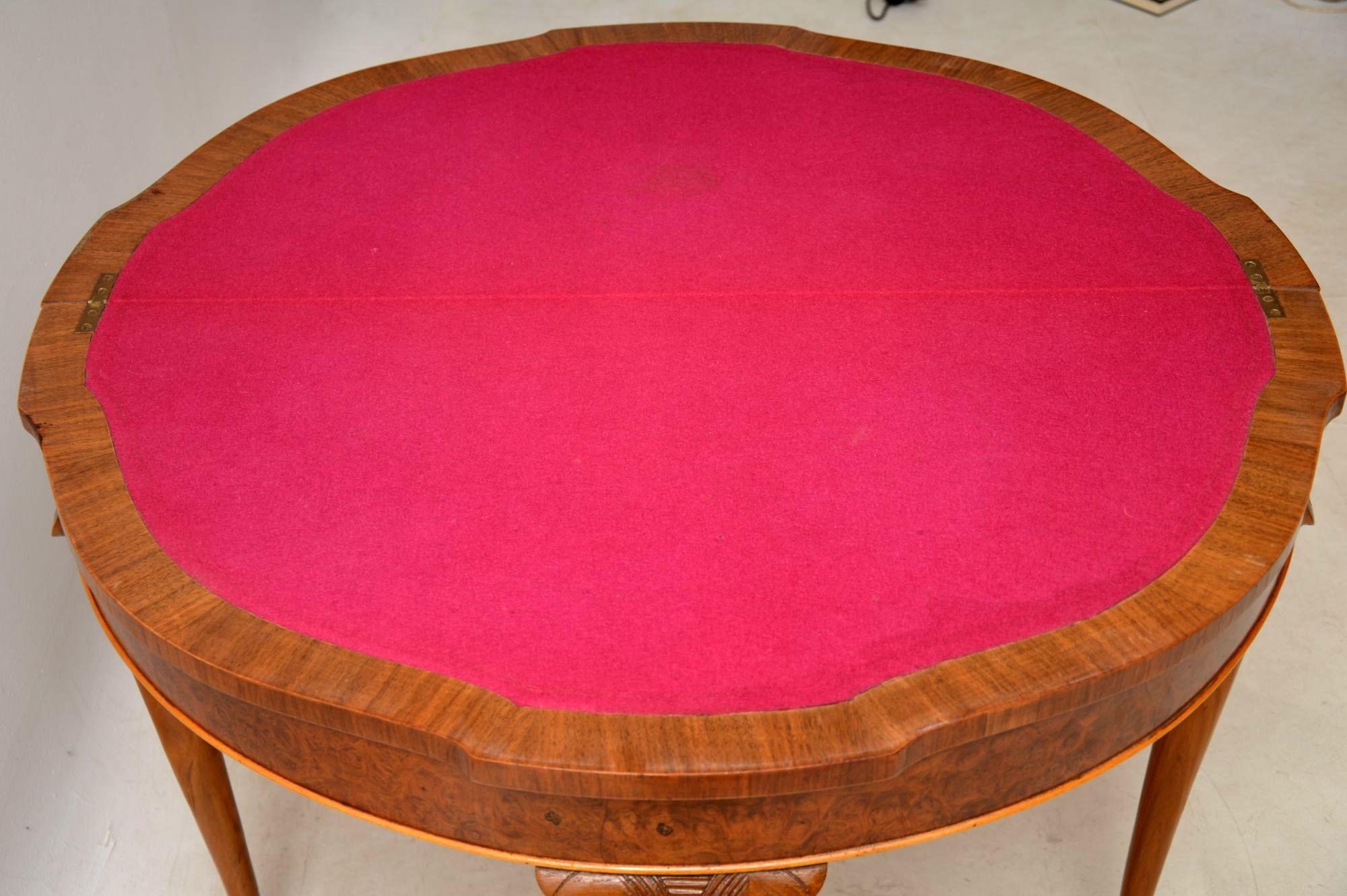 Antique Burr Walnut Queen Anne Style Card Table In Excellent Condition In London, GB