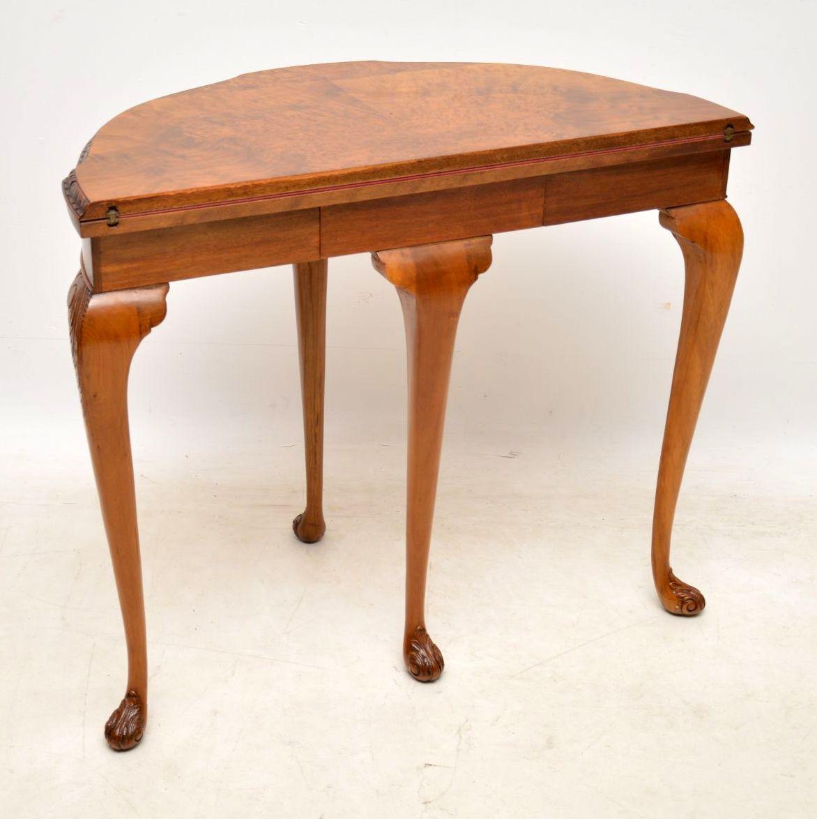 Antique Burr Walnut Queen Anne Style Card Table 1