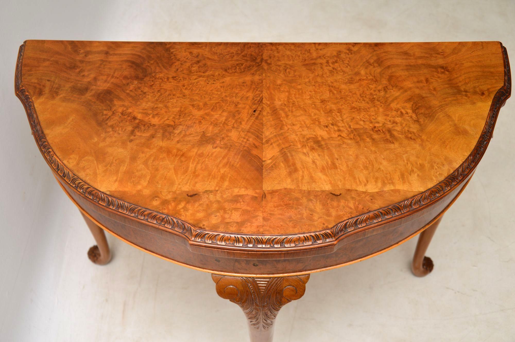 Antique Burr Walnut Queen Anne Style Card Table 2