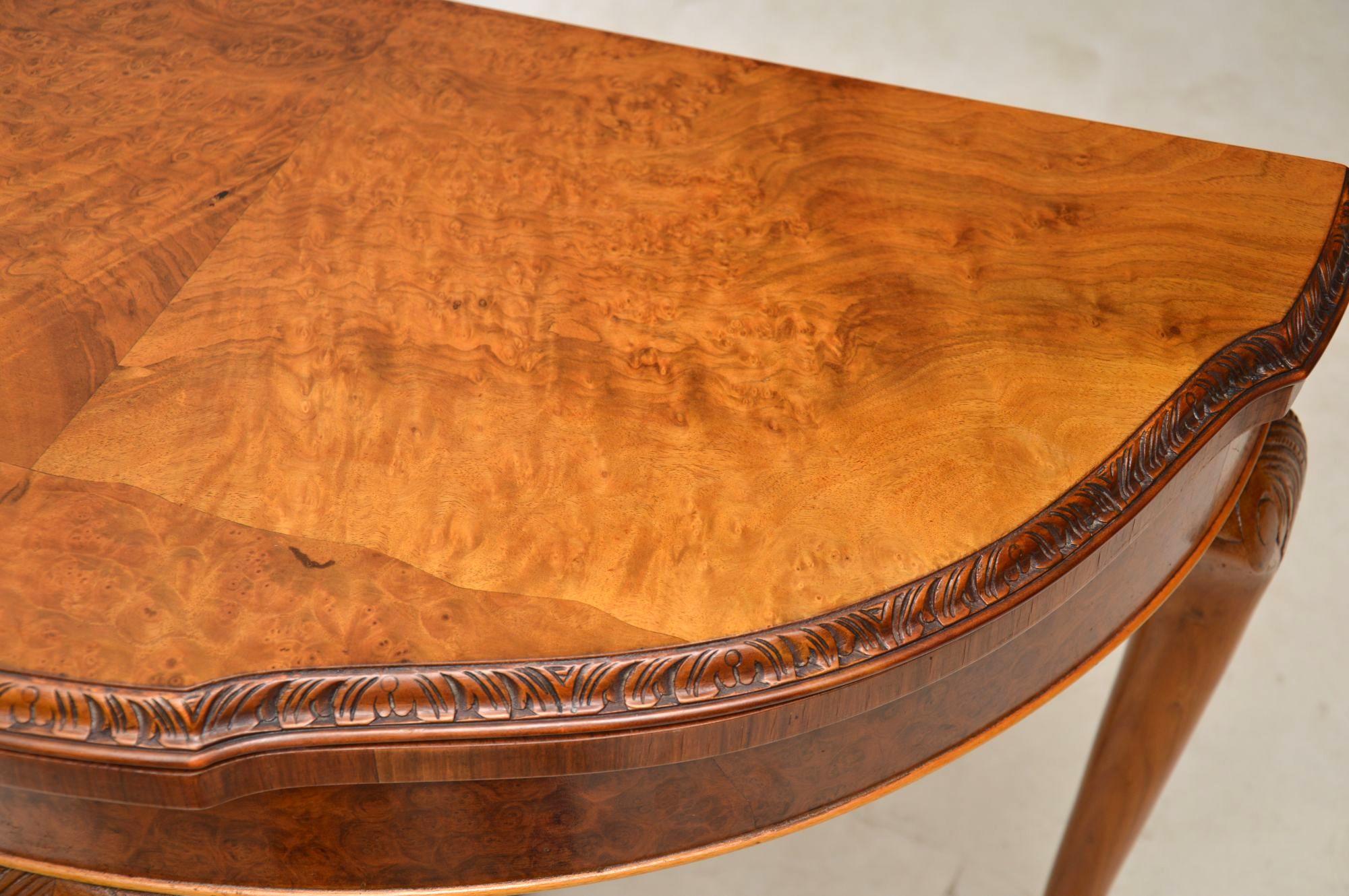 Antique Burr Walnut Queen Anne Style Card Table 3