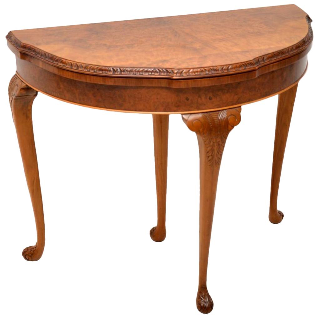 Antique Burr Walnut Queen Anne Style Card Table