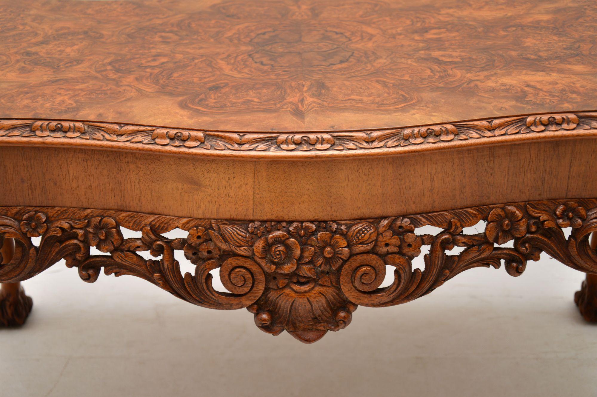 Early 20th Century Antique Burr Walnut Queen Anne Style Coffee Table