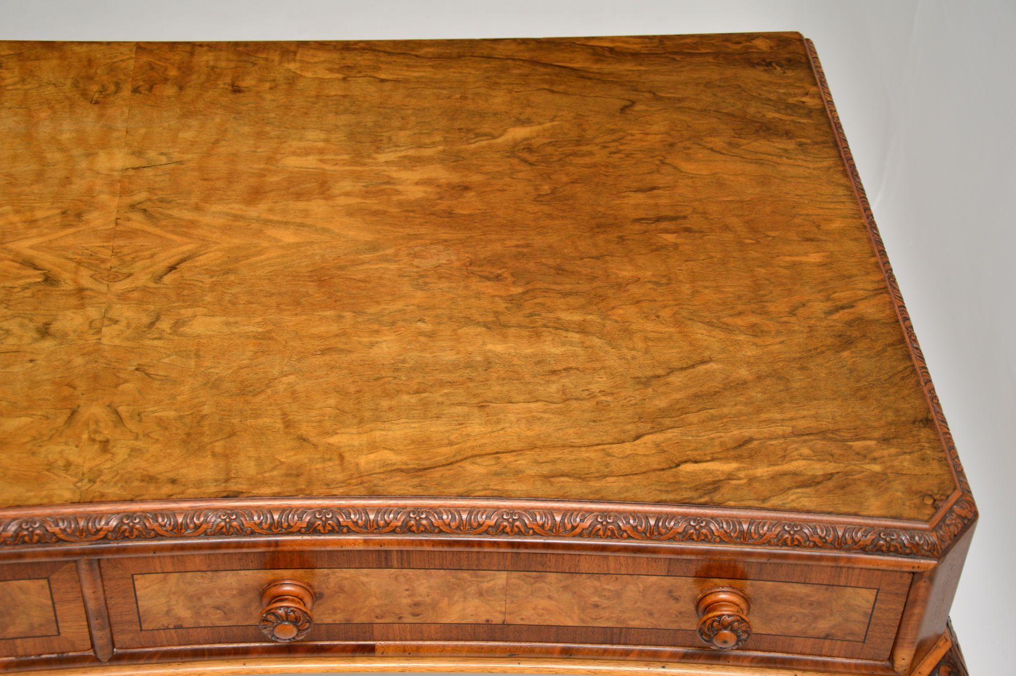 Antique Burr Walnut Queen Anne Style Console Server Table In Good Condition In London, GB