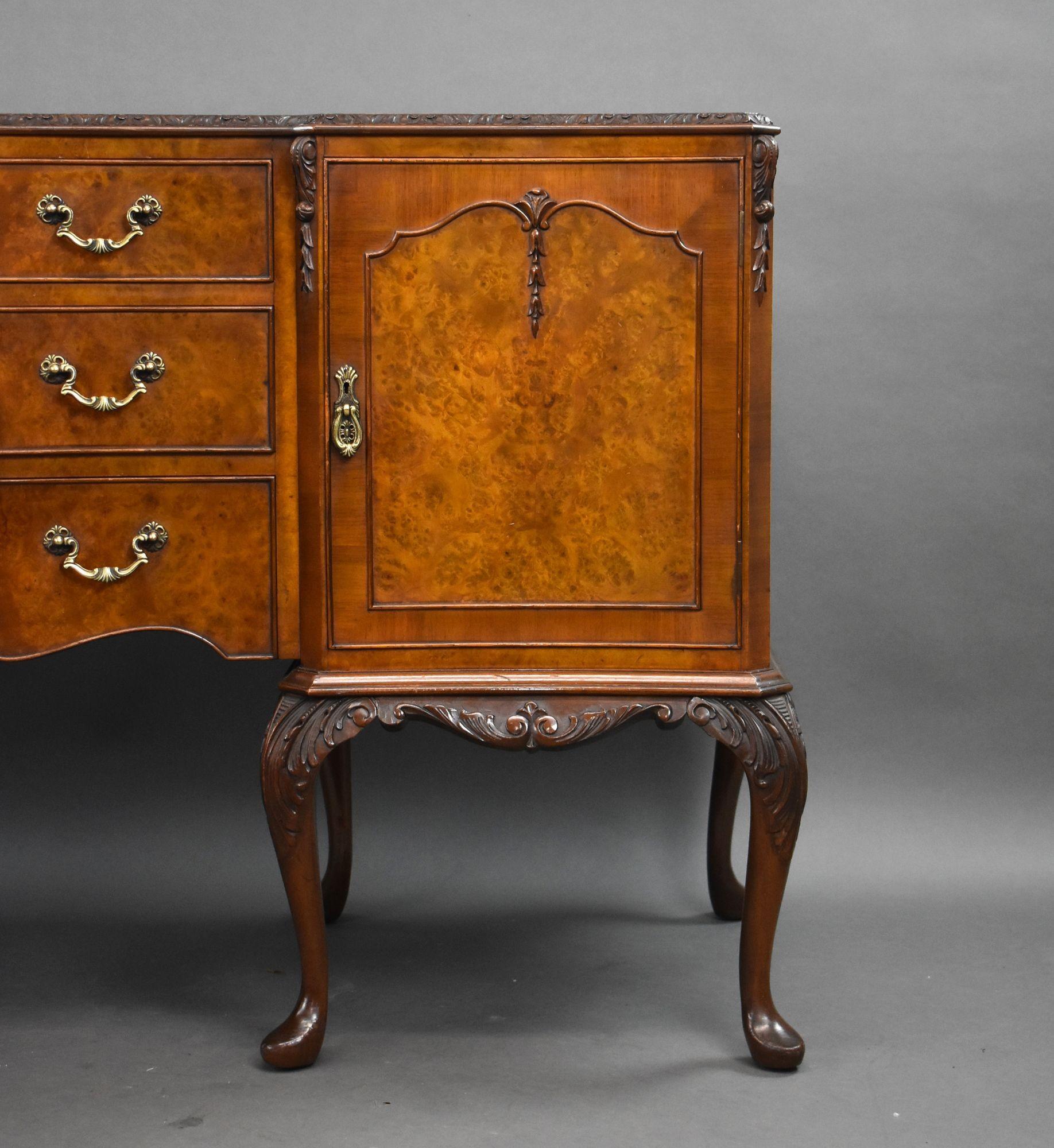Antique Burr Walnut Queen Anne Style Dining Suite For Sale 5