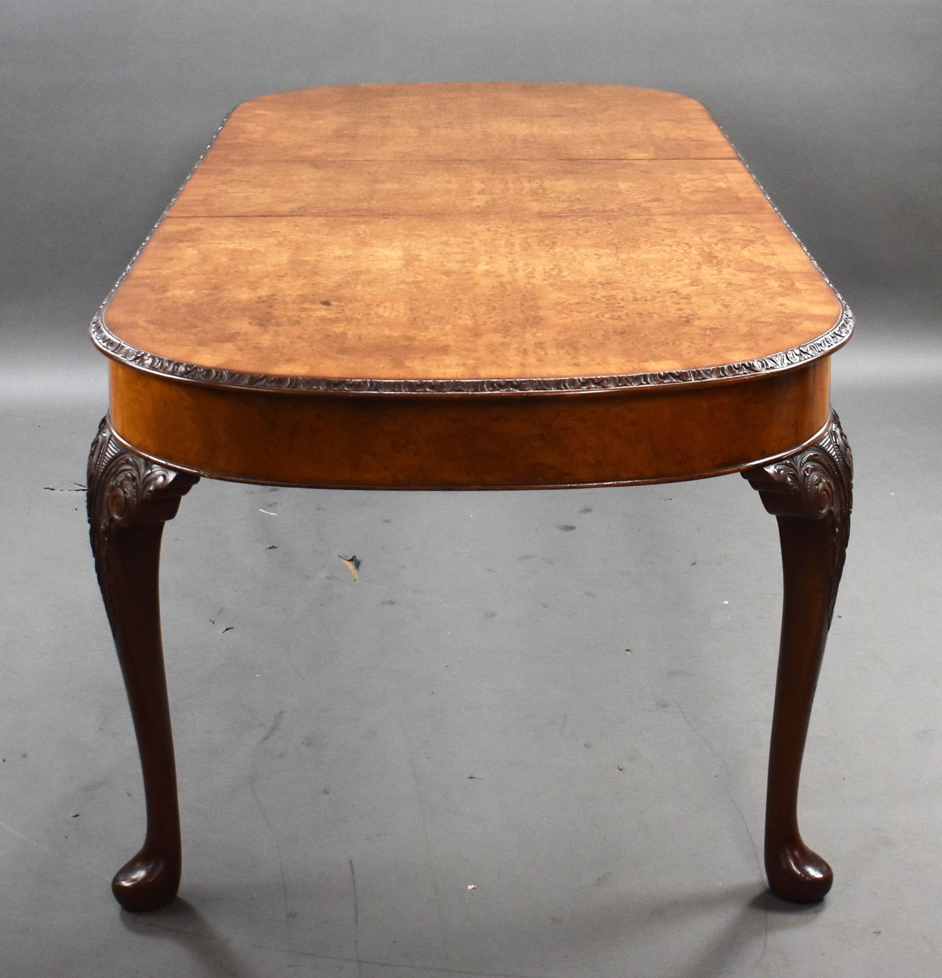 Antique Burr Walnut Queen Anne Style Dining Suite For Sale 6