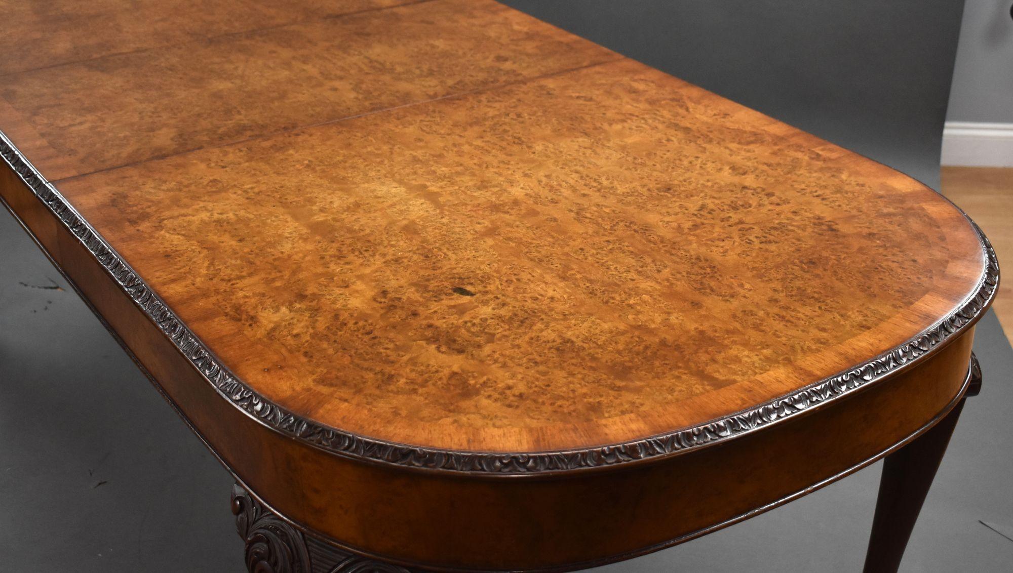 Antique Burr Walnut Queen Anne Style Dining Suite For Sale 8