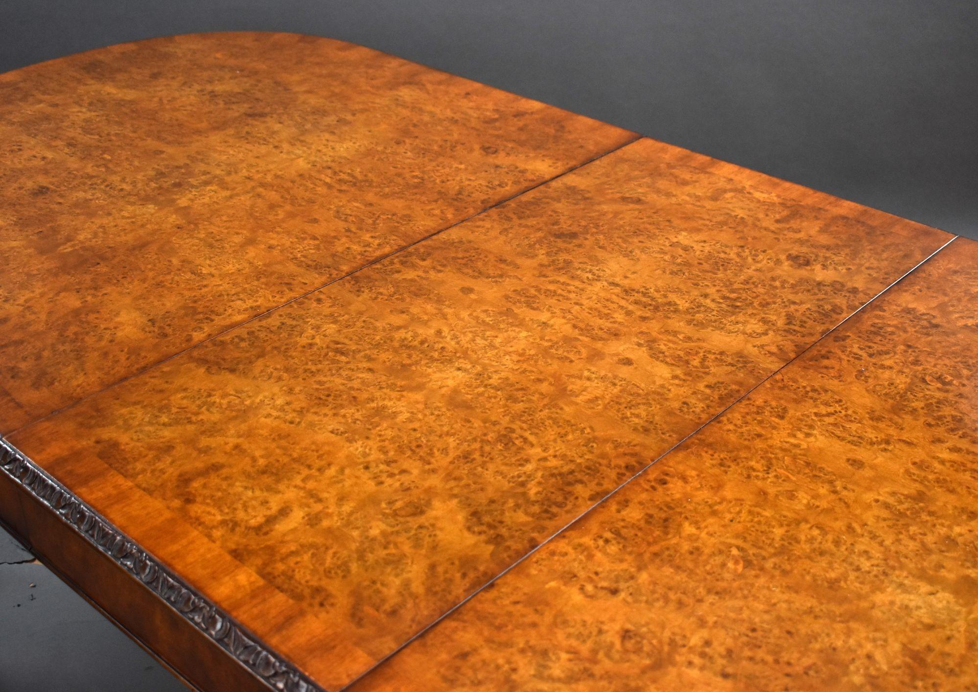 Antique Burr Walnut Queen Anne Style Dining Suite For Sale 9
