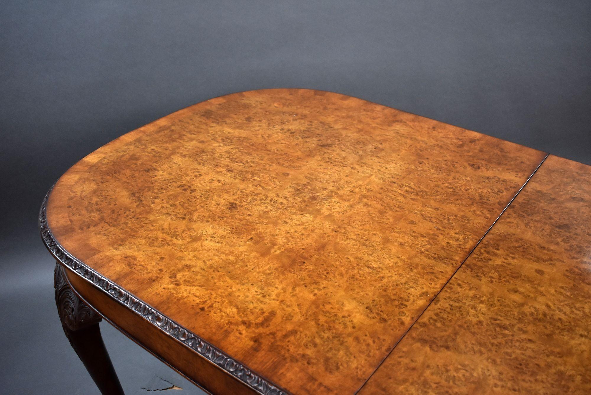 Antique Burr Walnut Queen Anne Style Dining Suite For Sale 10
