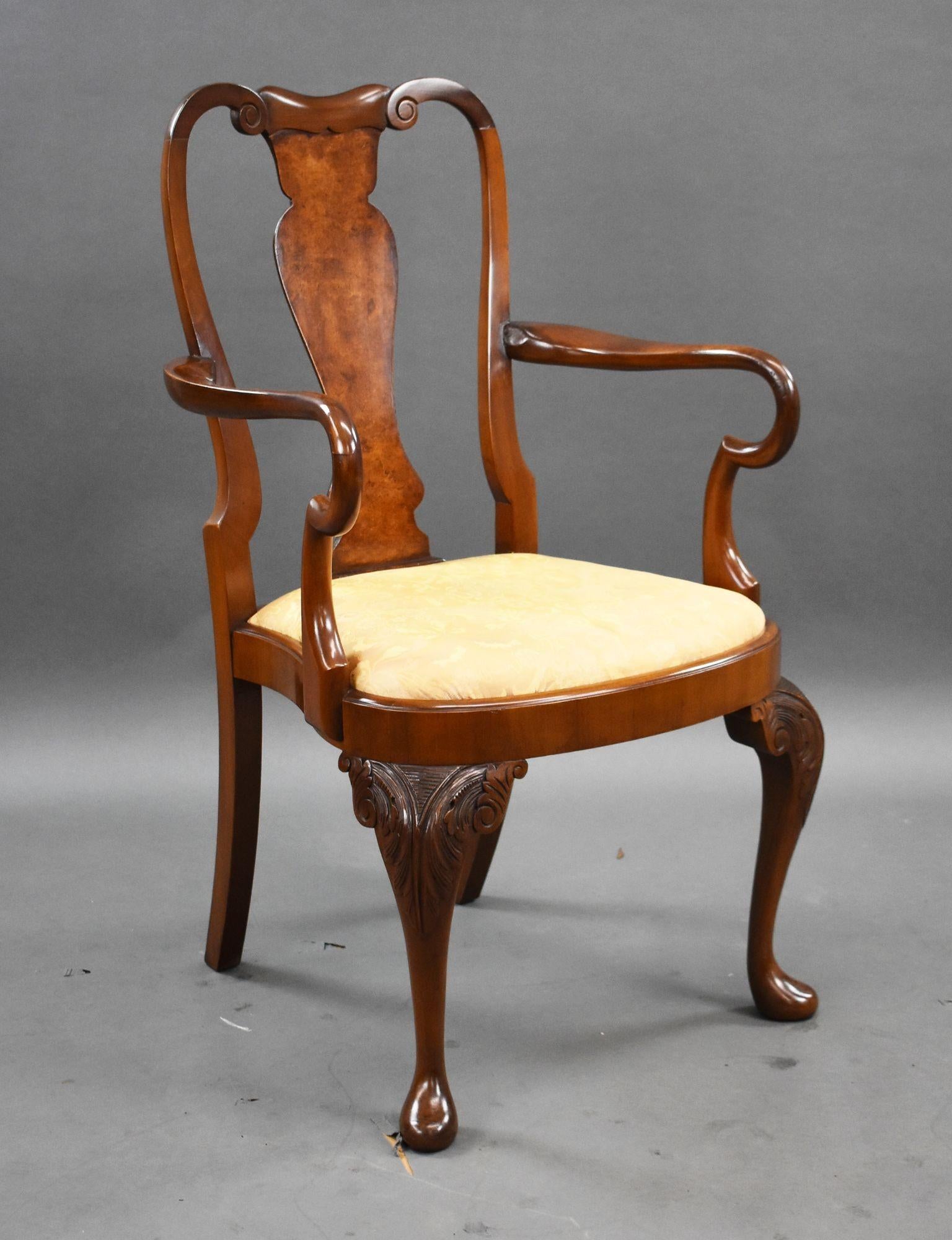 Antique Burr Walnut Queen Anne Style Dining Suite For Sale 13
