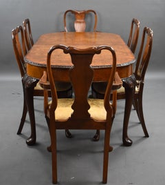 Antique Burr Walnut Queen Anne Style Dining Suite