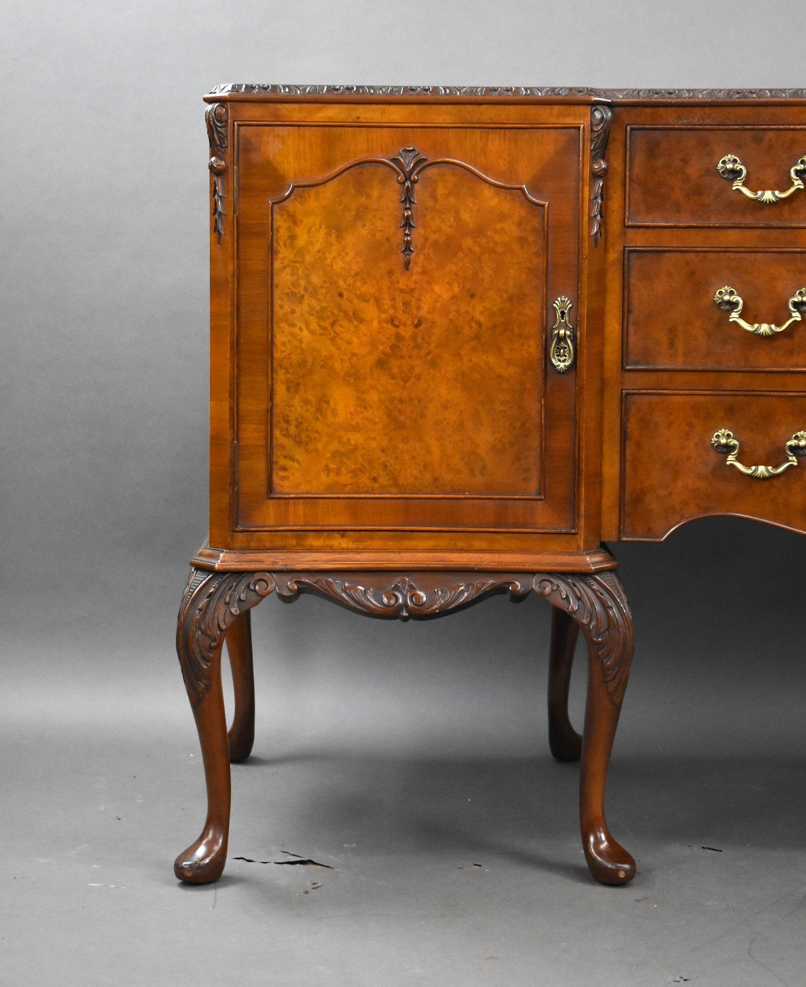 Antique Burr Walnut Queen Anne Style Dining Suite For Sale 3