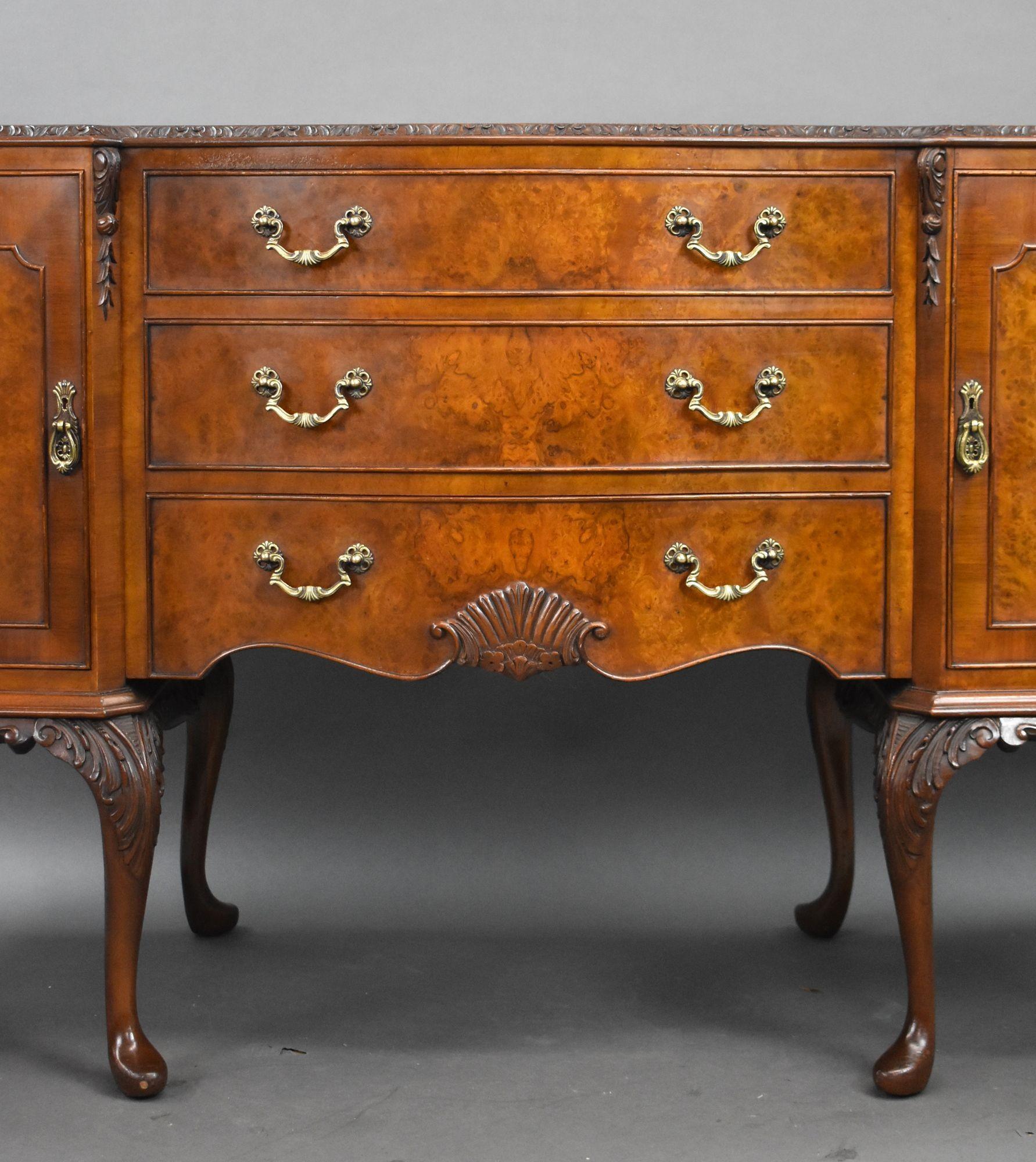Antique Burr Walnut Queen Anne Style Dining Suite For Sale 4