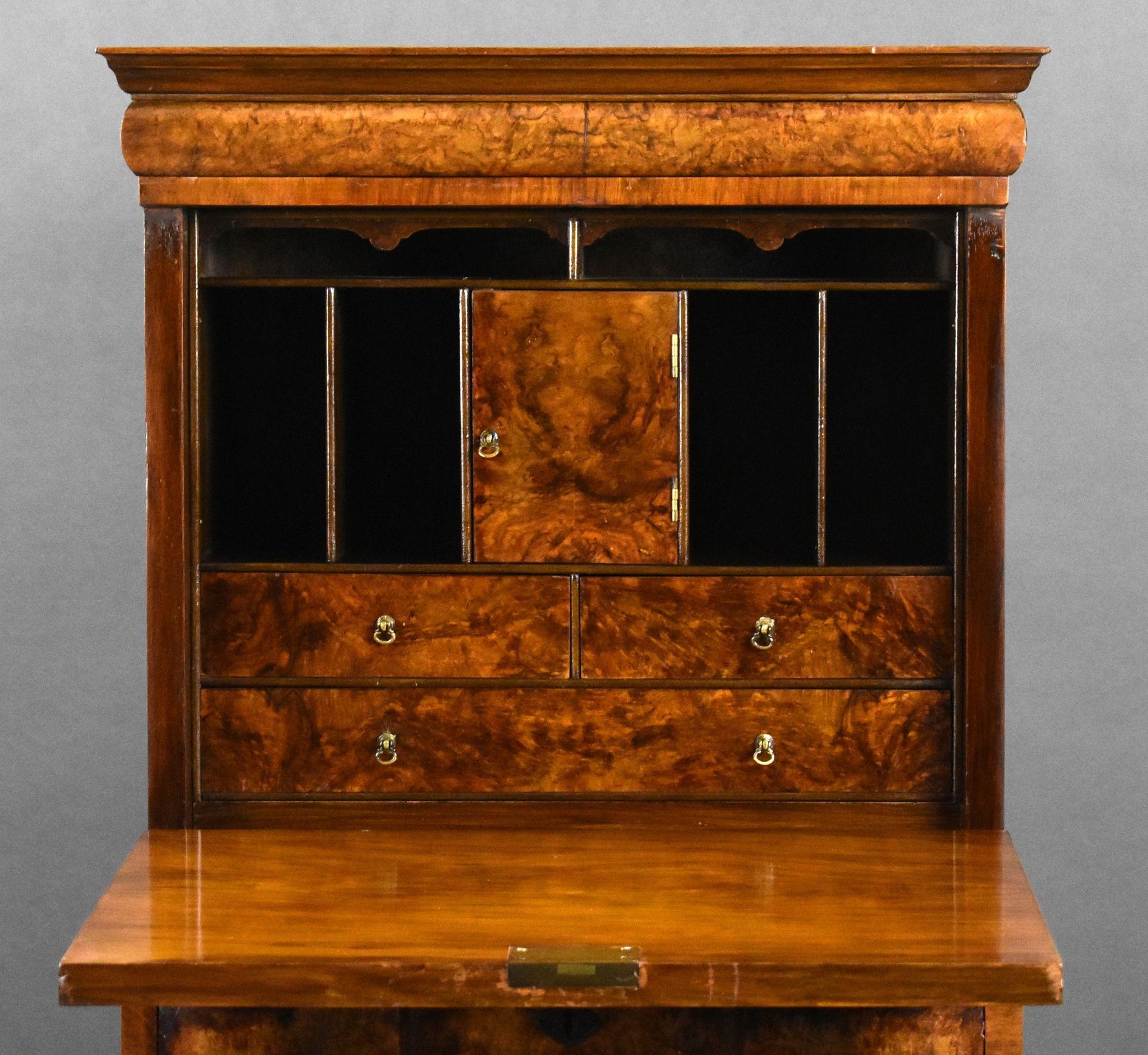 Antique Burr Walnut Queen Anne Style Escritoire 2