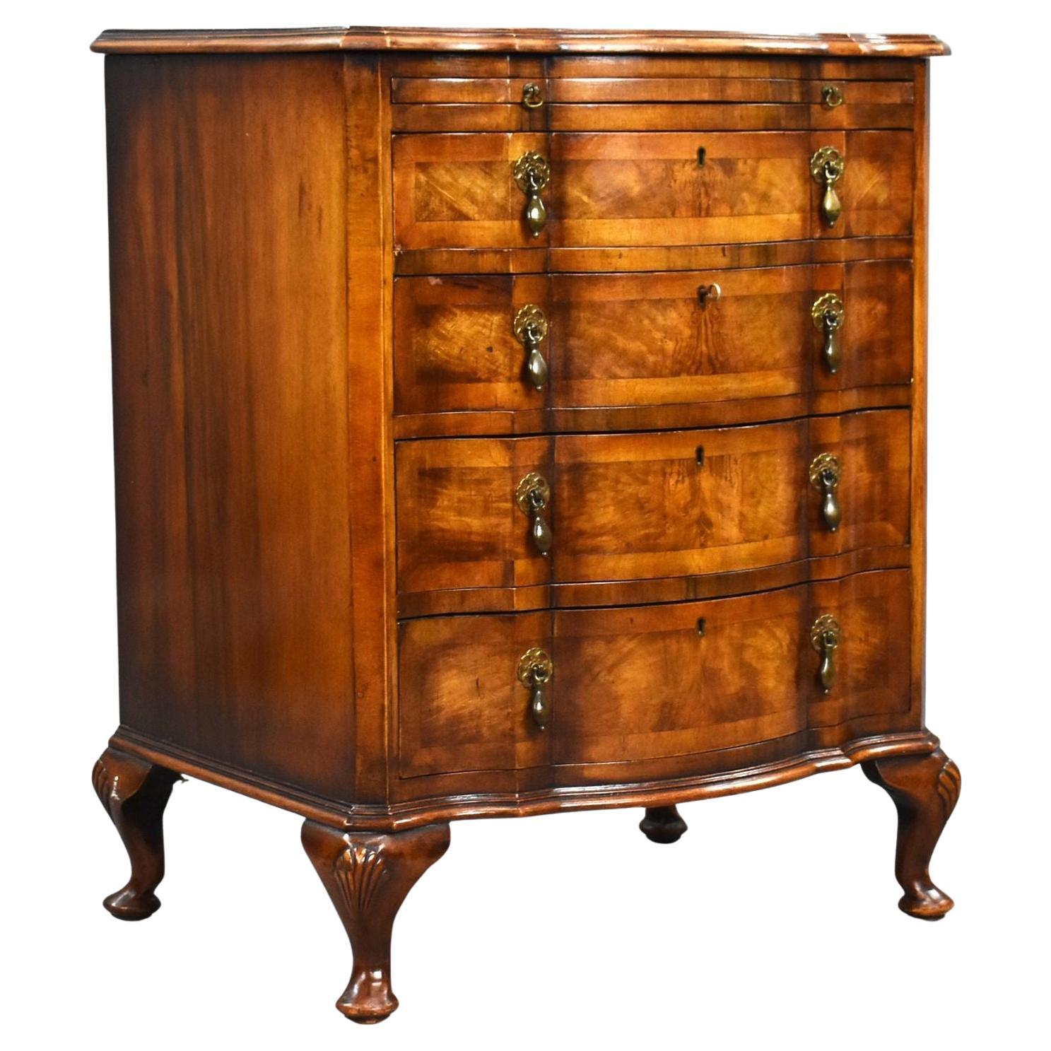 Antique Burr Walnut Serpentine Chest of Drawers For Sale