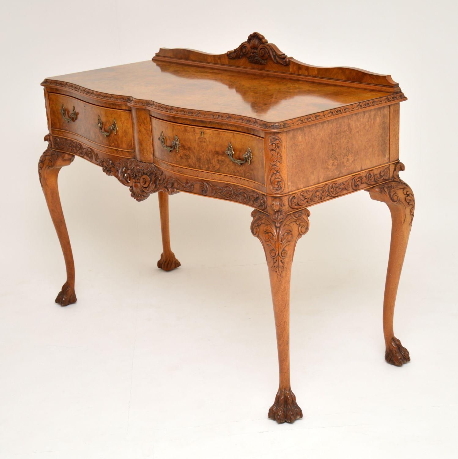 Queen Anne Antique Burr Walnut Server / Console Table