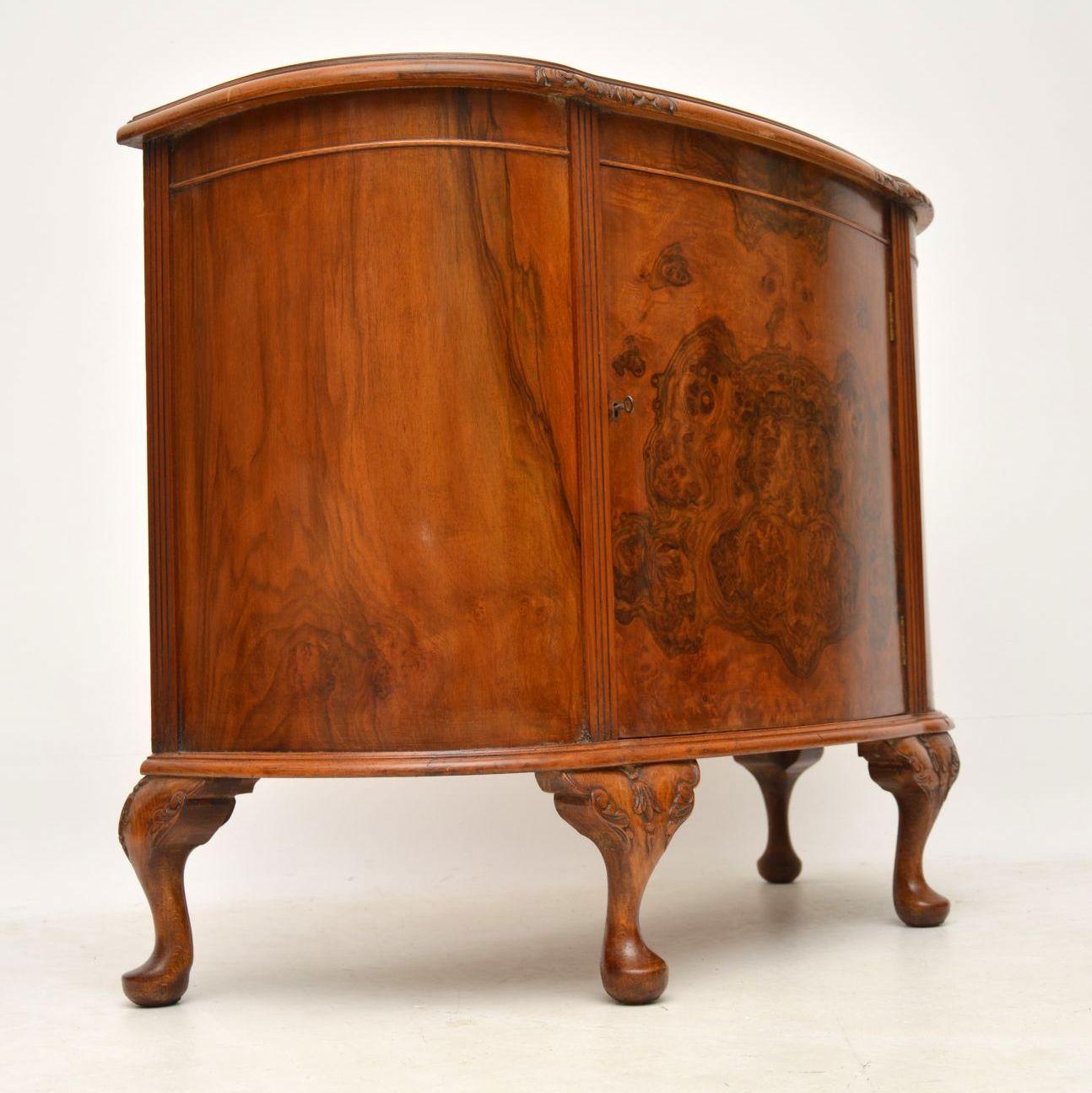 English Antique Burr Walnut Side Cabinet