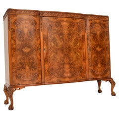 Antique Burr Walnut Side Cabinet on Legs