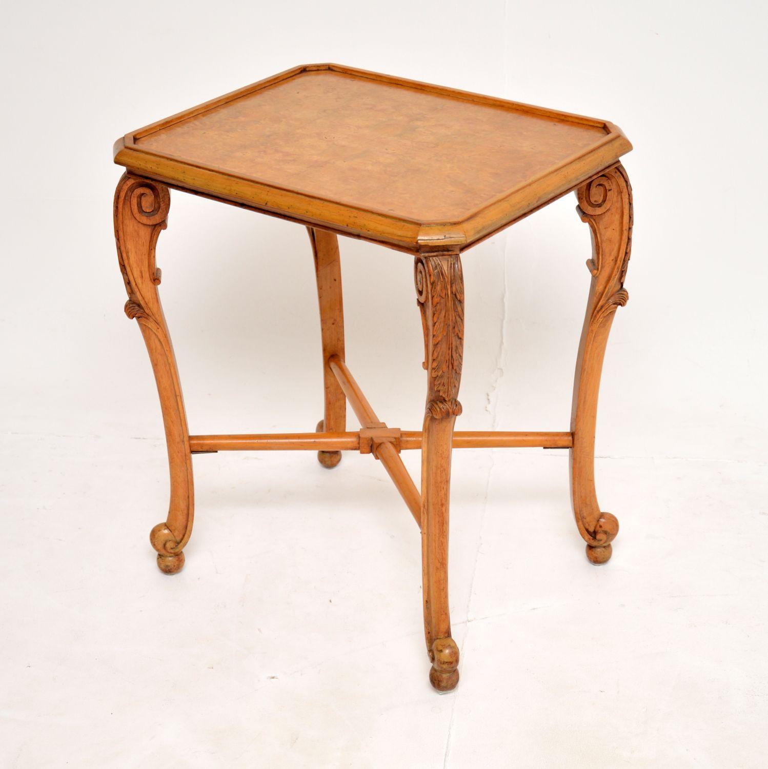 English Antique Burr Walnut Side Table by Hille For Sale