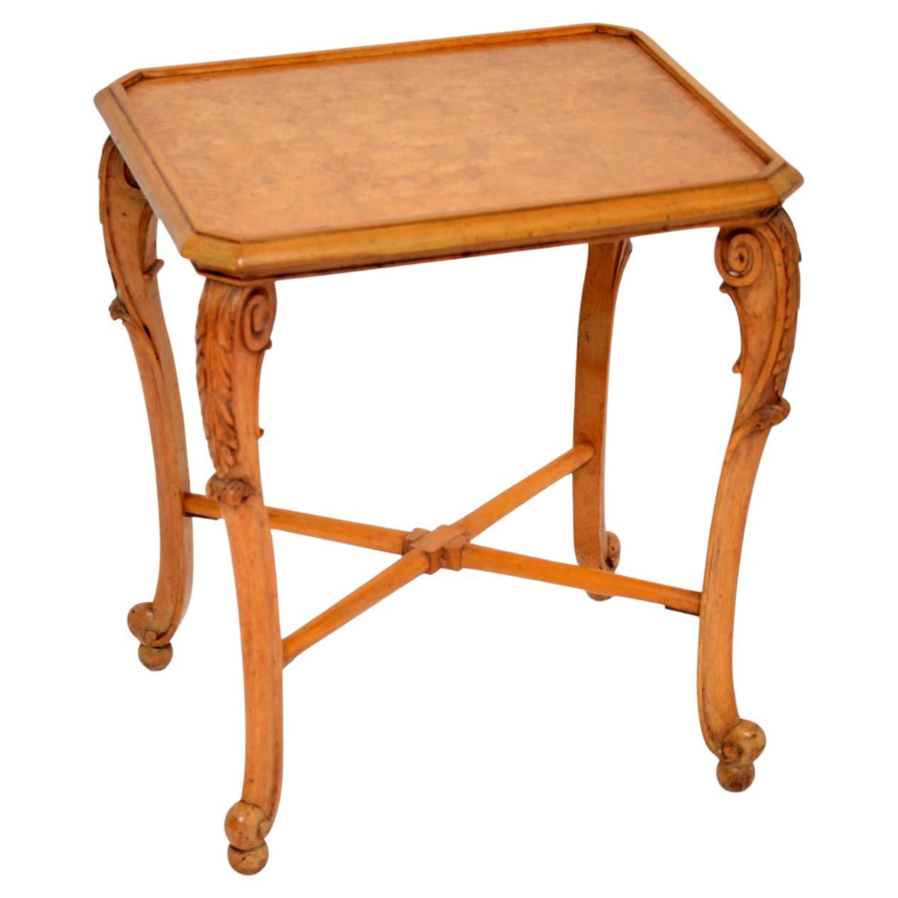 Antique Burr Walnut Side Table by Hille For Sale