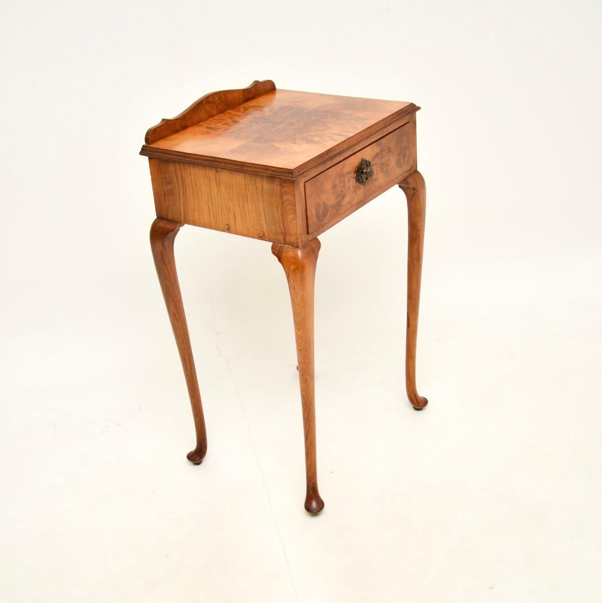Queen Anne Antique Burr Walnut Side Table For Sale