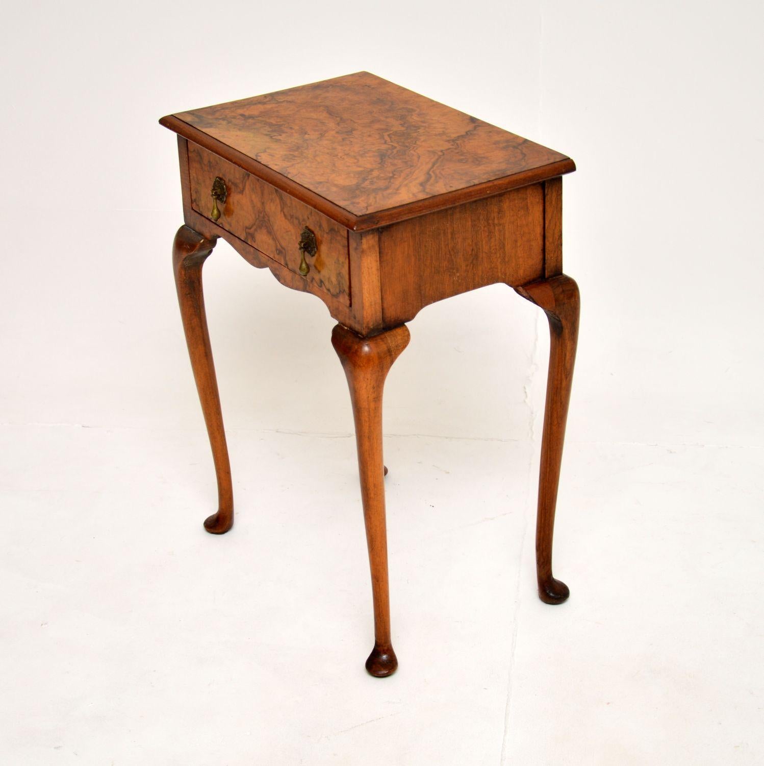 British Antique Burr Walnut Side Table