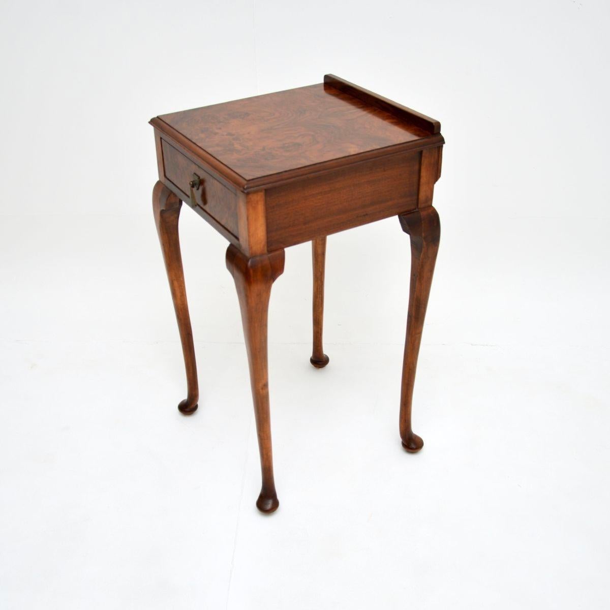 British Antique Burr Walnut Side Table
