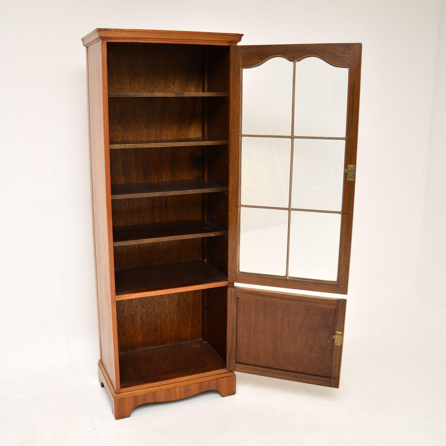 Antique Burr Walnut Slim Bookcase 1