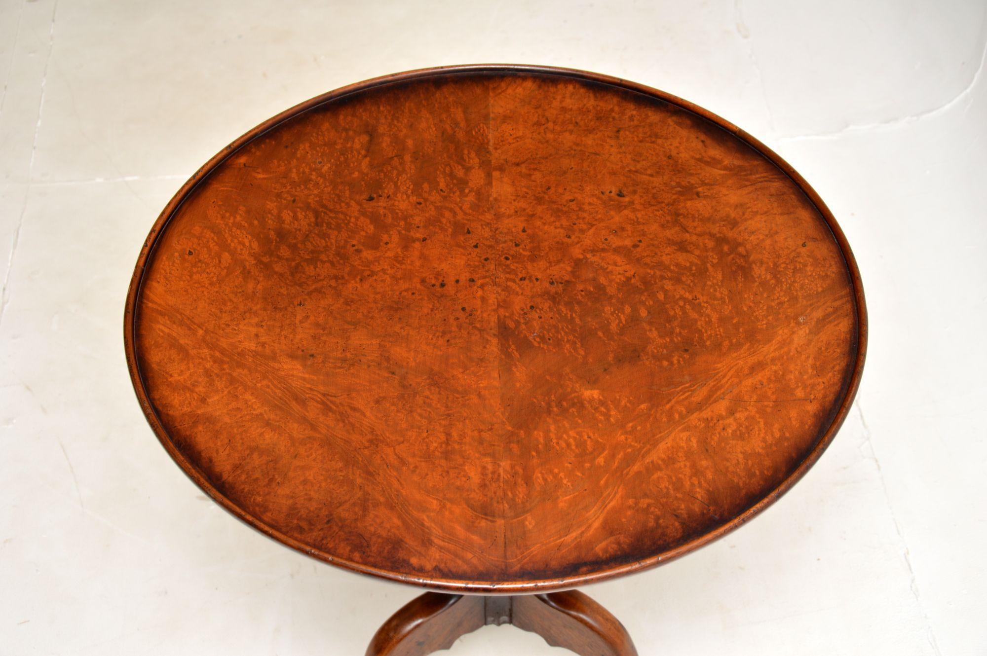 Mid-20th Century Antique Burr Walnut Snap Top Occasional Table