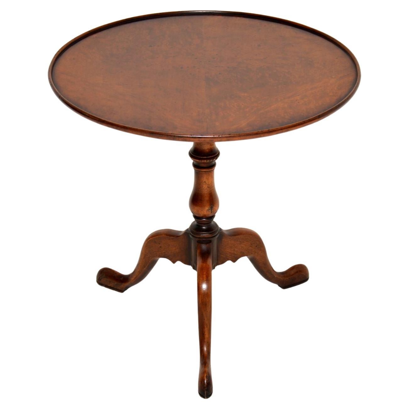 Antique Burr Walnut Snap Top Occasional Table
