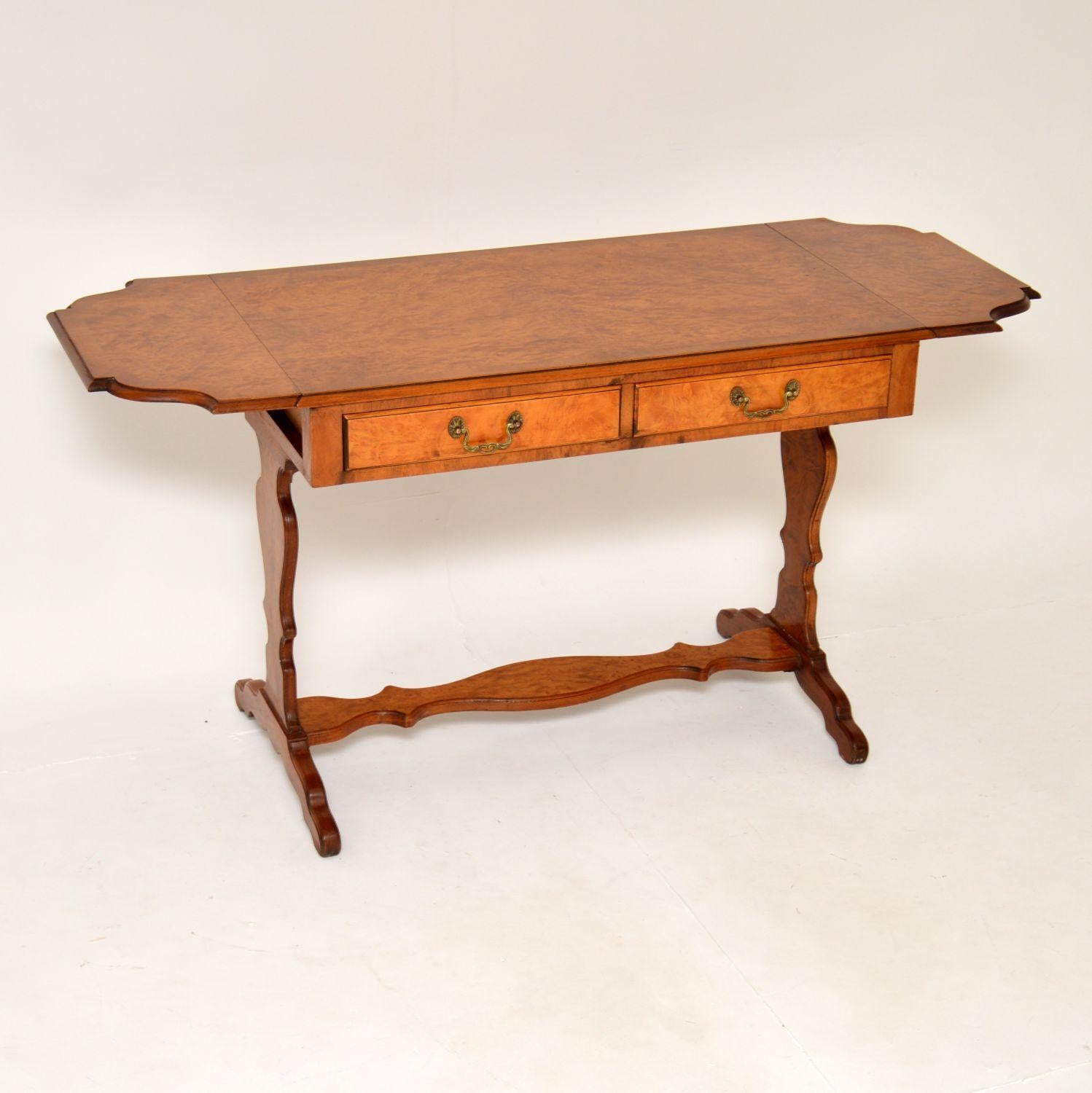 English Antique Burr Walnut Sofa Table