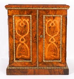 Antique Burr Walnut Table Top Jewellery Collectors Cabinet Humidor 19th Century