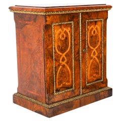 Antique Burr Walnut Table Top Jewellery Collectors Cabinet Humidor 19th Century