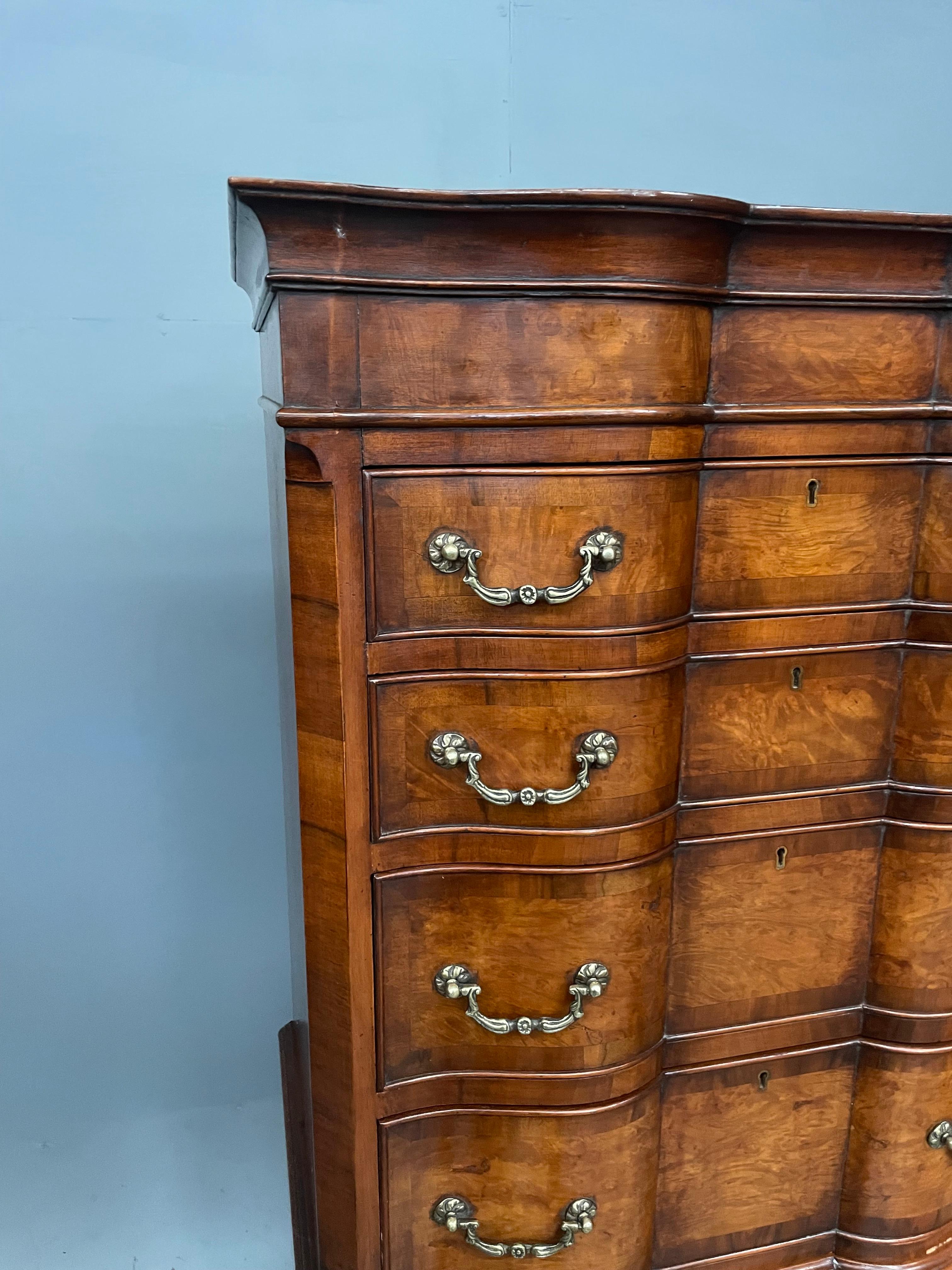 Early 20th Century Antique burr walnut tall boy chest on chest commode