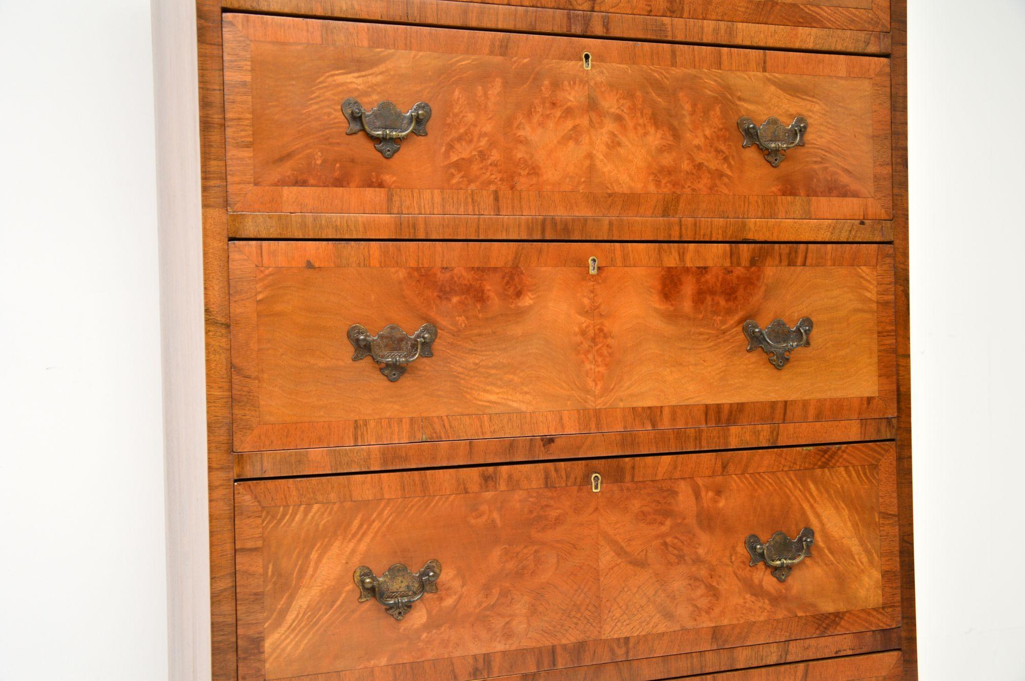 Antique Burr Walnut Tallboy Chest of Drawers In Good Condition In London, GB