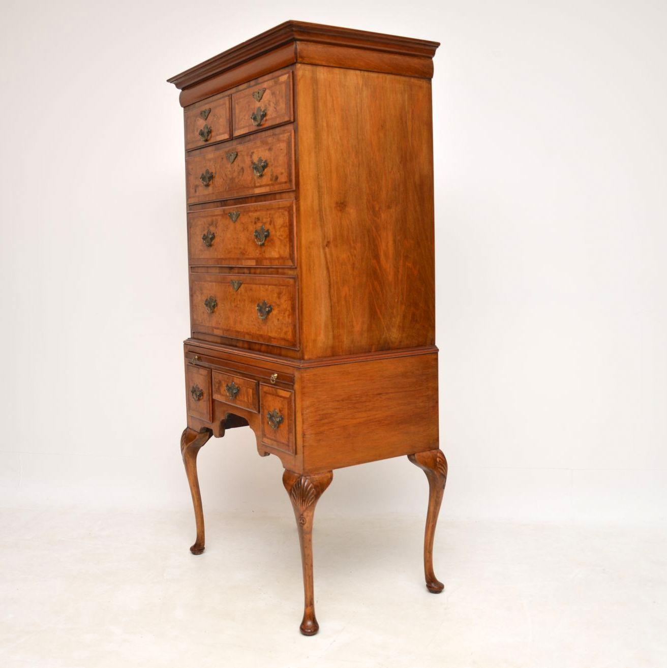 Early 20th Century Antique Burr Walnut Tallboy Chest on Chest