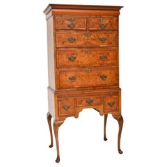 Antique Burr Walnut Tallboy Chest on Chest
