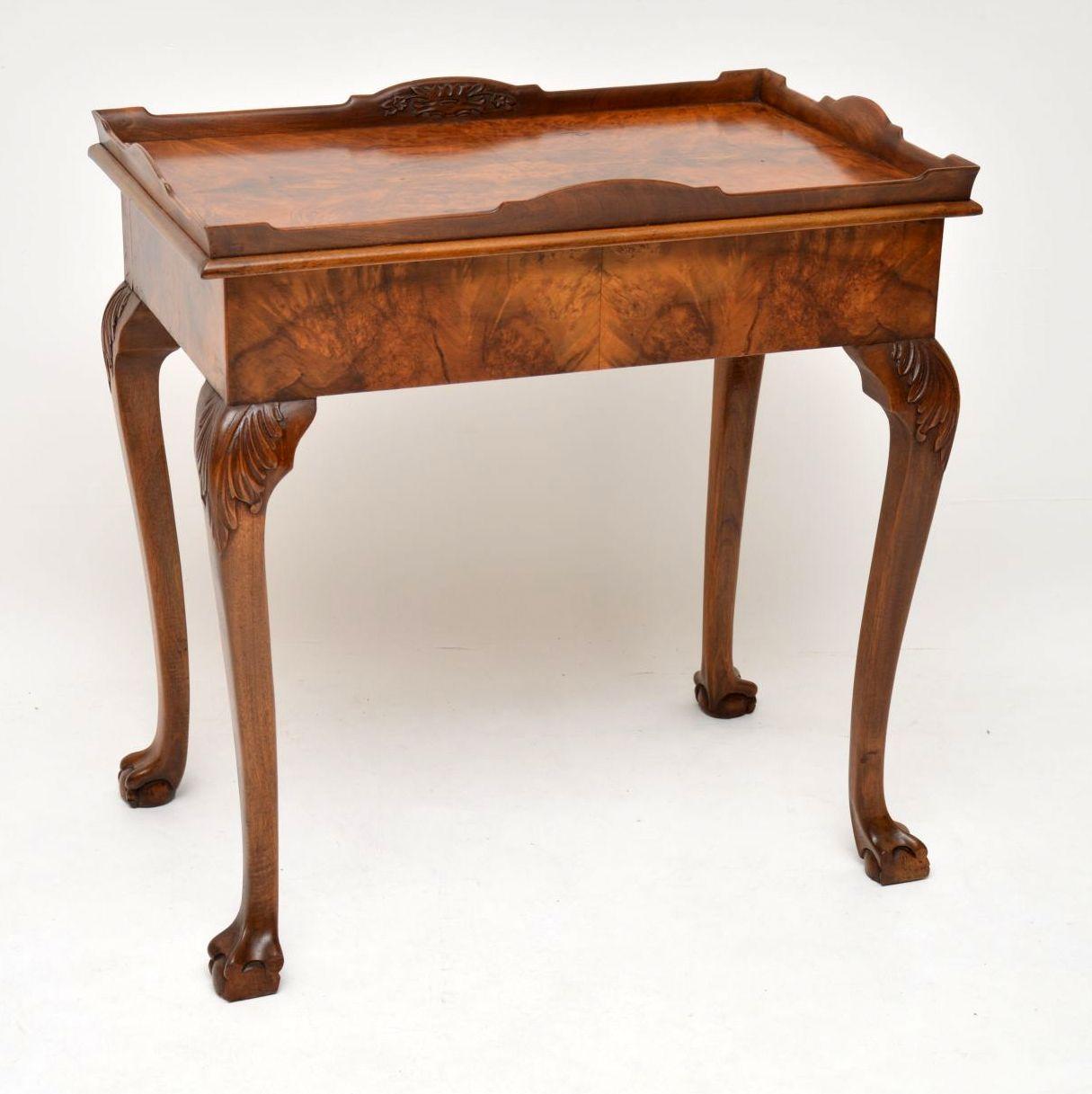 Antique Burr Walnut Tray Top Side Table 6