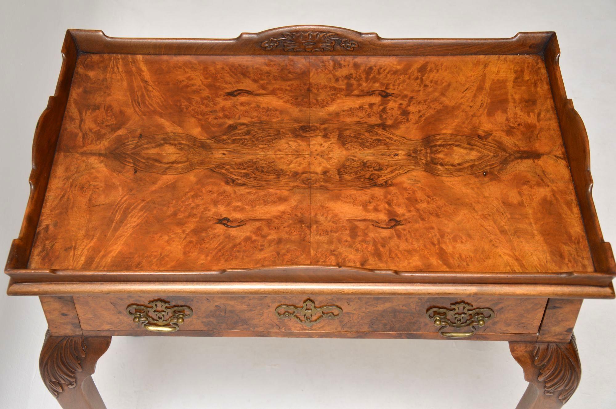 Antique Burr Walnut Tray Top Side Table In Good Condition In London, GB