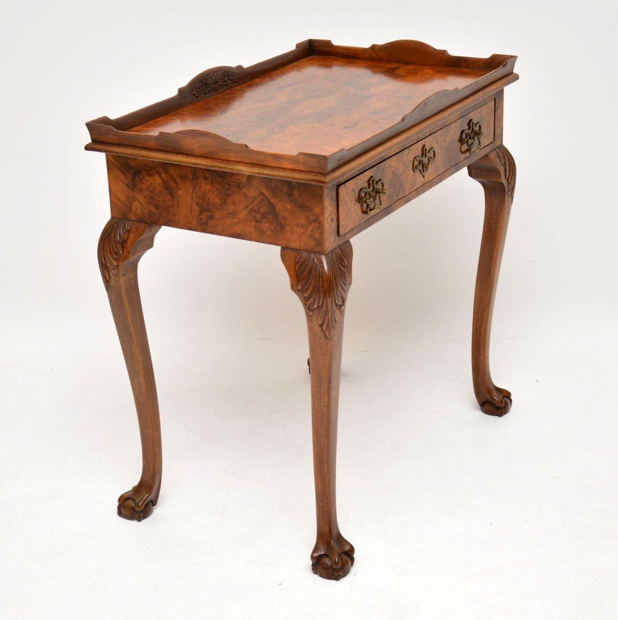 Antique Burr Walnut Tray Top Side Table 1