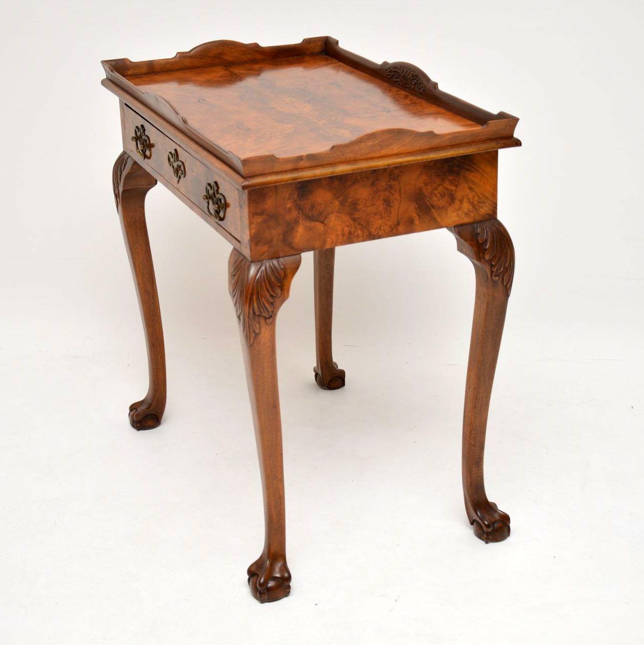 Antique Burr Walnut Tray Top Side Table 2