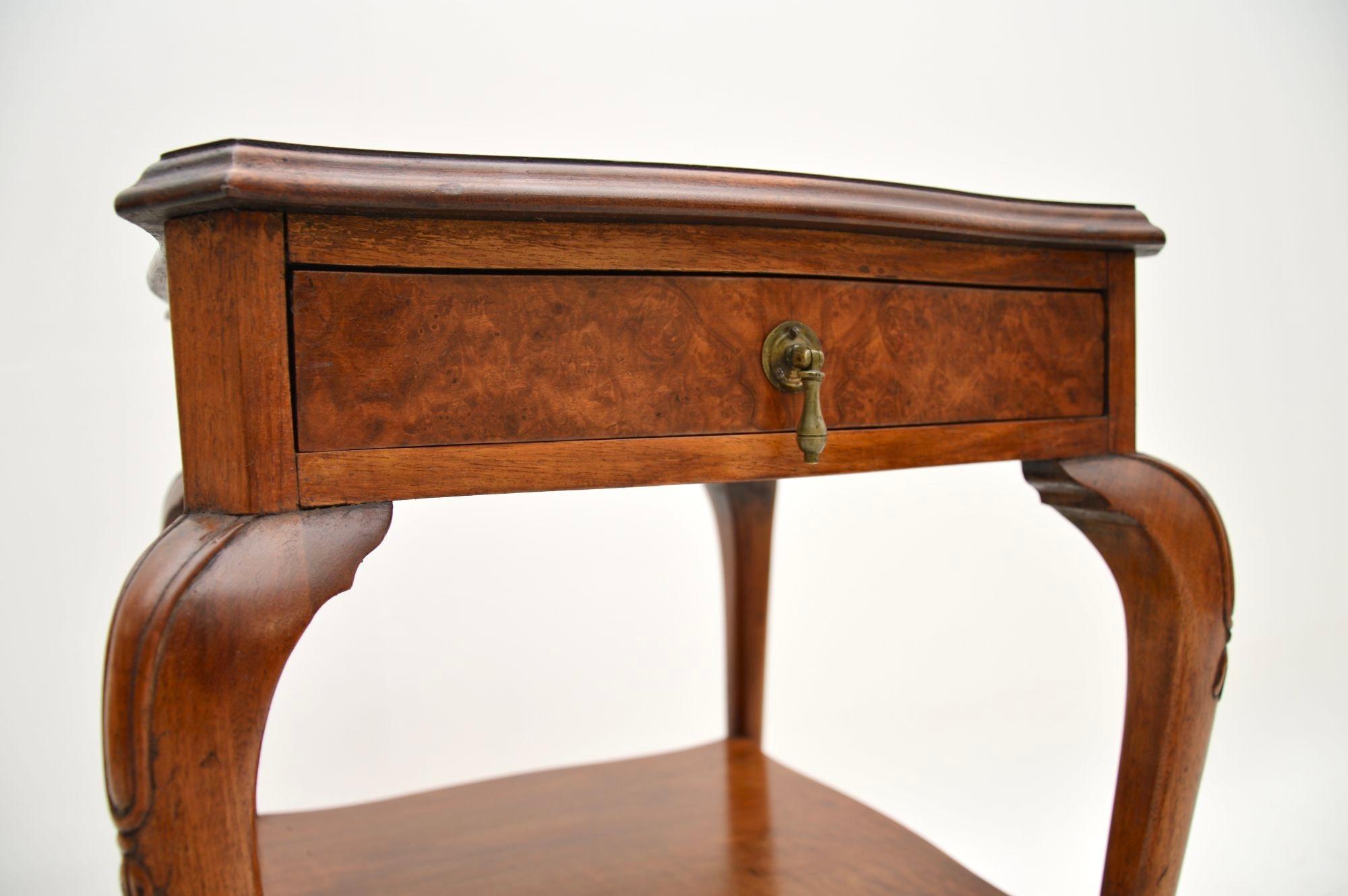 Antique Burr Walnut Two Tier Side Table For Sale 3