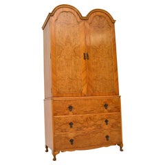 Vintage Burr Walnut Wardrobe Over Chest