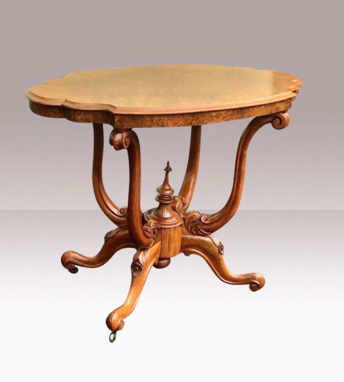 Antique Burr Walnut Window Table, Occasional Table In Good Condition For Sale In Antrim, GB