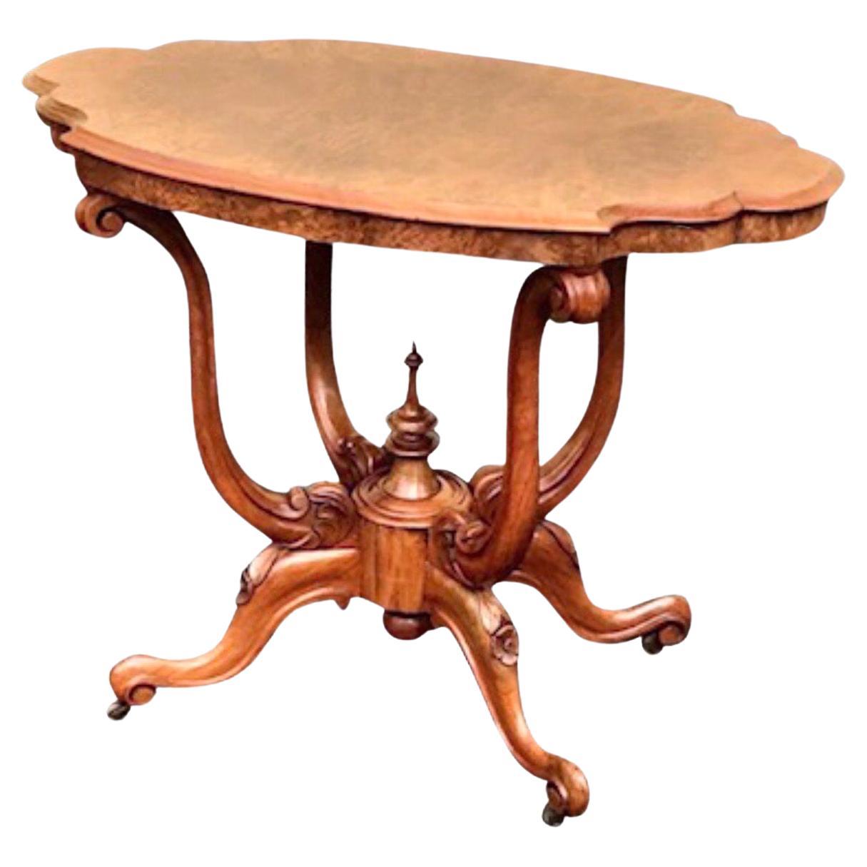 Antique Burr Walnut Window Table, Occasional Table